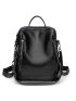 Litchi Embossed Studded Decor Classic Backpack