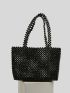 Allover Beaded Decor Bucket Bag