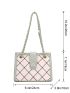 Quilted Snap Button Chain Square Bag