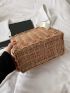 Minimalist Faux Pearl Decor Straw Bag