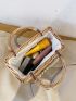 Minimalist Faux Pearl Decor Straw Bag