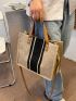 Striped Pattern Top Handle Tote Bag
