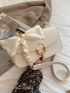Scarf Decor Metal Lock Flap Square Bag