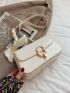 Scarf Decor Metal Lock Flap Square Bag