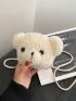 Cartoon Bear Design Fluffy Crossbody Bag