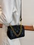 Mini Minimalist Quilted Chain Flap Square Bag