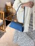 Crocodile Embossed Flap Baguette Bag