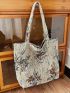 Floral Pattern Shoulder Tote Bag