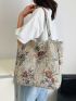Floral Pattern Shoulder Tote Bag