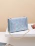 Geo Graphic Turn Lock Flap Chain Square Bag