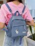 Letter Patch Knot Decor Backpack With Cartoon Bag Charm