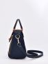 Color Block Twist Lock Flap Square Bag