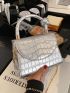 Crocodile Embossed Flap Chain Square Bag