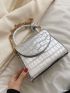 Crocodile Embossed Flap Chain Square Bag