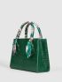 Twilly Scarf Decor Crocodile Embossed Square Bag