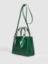 Twilly Scarf Decor Crocodile Embossed Square Bag