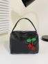 Mini Applique Zipper Up Satchel Bag