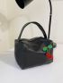 Mini Applique Zipper Up Satchel Bag