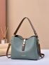 Letter Graphic Twist Lock Bucket Bag