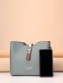 Letter Graphic Twist Lock Bucket Bag