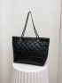Heart Graphic Chain Shoulder Tote Bag