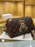 Cartoon Bear Appliques Bucket Bag