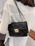 Argyle Embossed Flap Chain Square Bag