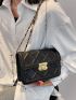 Argyle Embossed Flap Chain Square Bag