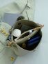 Letter Graphic Bucket Bag With Cartoon bag Charm