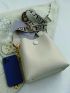 Letter Graphic Bucket Bag With Cartoon bag Charm