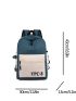 Letter Graphic Colorblock Zip Front Backpack