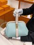 Mini Litchi Embossed Contrast Binding Bucket Bag