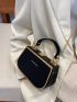 Letter Graphic Metal Lock Chain Box Bag
