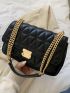 Quilted Chain Flap Square Bag