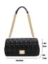 Quilted Chain Flap Square Bag