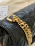 Quilted Chain Flap Square Bag