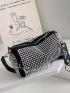 Rhinestone Decor Chain Bucket Bag