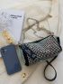 Rhinestone Decor Chain Bucket Bag