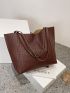 Crocodile Embossed Large Capacity Shoulder Tote Bag