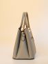 Litchi Embossed Top Handle Bag With Bag Charm