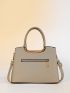 Litchi Embossed Top Handle Bag With Bag Charm