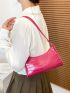 Crocodile Embossed Single Zip Baguette Bag
