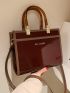 Letter Graphic Contrast Binding Square Bag