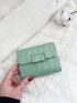 Metal Decor Crocodile Embossed Small Wallet