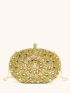 Mini Rhinestone & Gemstone Decor Chain Clip Top Box Bag