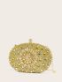 Mini Rhinestone & Gemstone Decor Chain Clip Top Box Bag