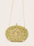 Mini Rhinestone & Gemstone Decor Chain Clip Top Box Bag