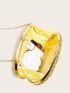 Mini Rhinestone & Gemstone Decor Chain Clip Top Box Bag