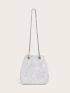 Mini Rhinestone Decor Bucket Bag
