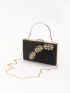 Rhinestone Decor Chain Box Bag